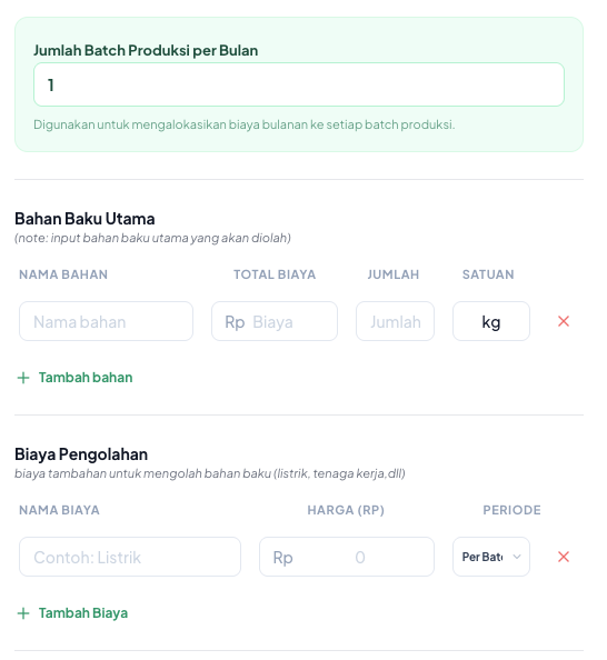 Biaya Pengolahan Manufaktur dan Operasional