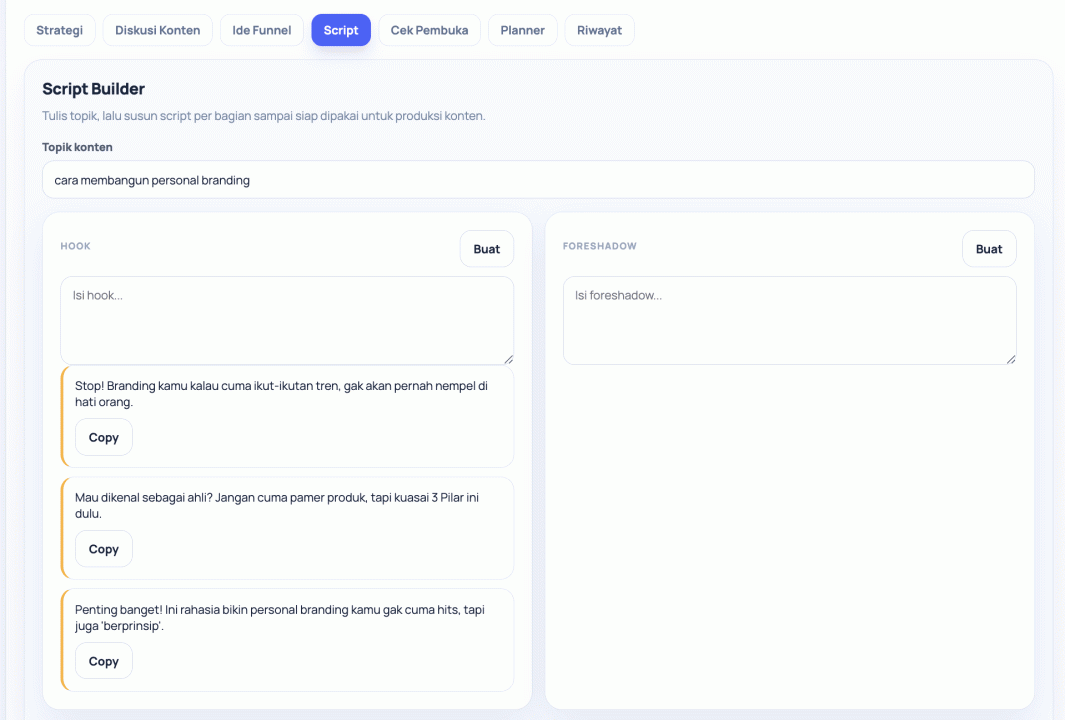 Modul Pembuatan Susunan Naskah Script Builder Otomatis