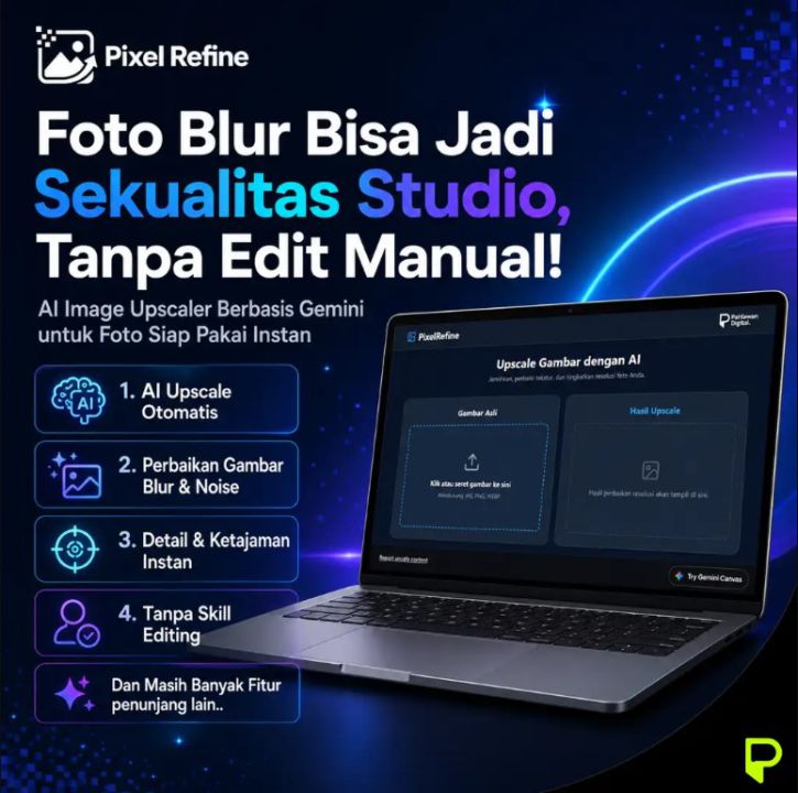 Ilustrasi proses kerja Pixel Refine dalam mengubah gambar resolusi rendah menjadi hyper-realistic