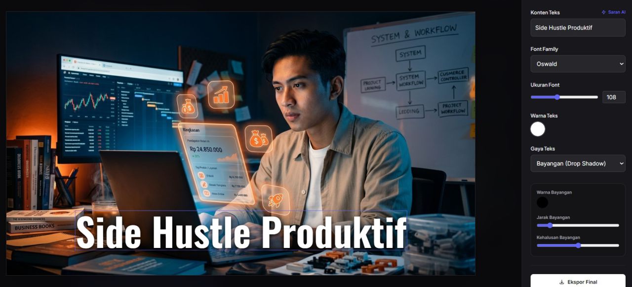 Fitur Penyesuaian Teks ThumbnailMaker