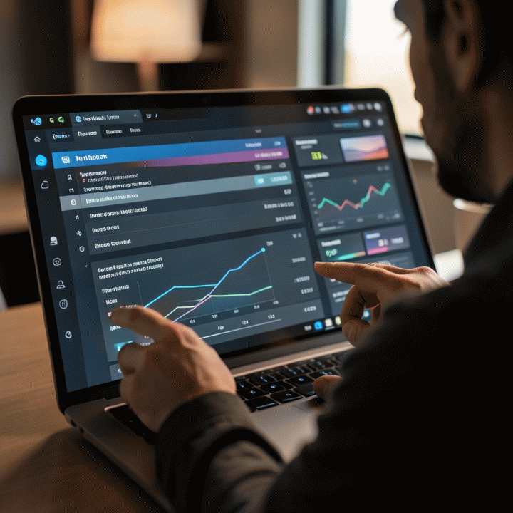 Visualisasi perencanaan perjalanan yang efisien menggunakan antarmuka digital yang terorganisir dan intuitif.