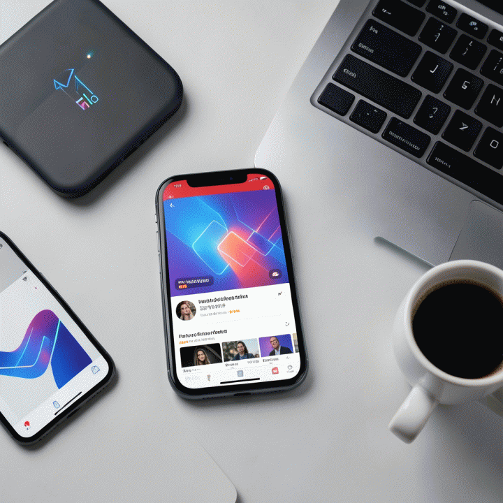 Flat lay foto profesional yang menunjukkan proses pembuatan thumbnail YouTube yang optimal menggunakan alat AI, menekankan pada desain digital dan konsistensi konten.