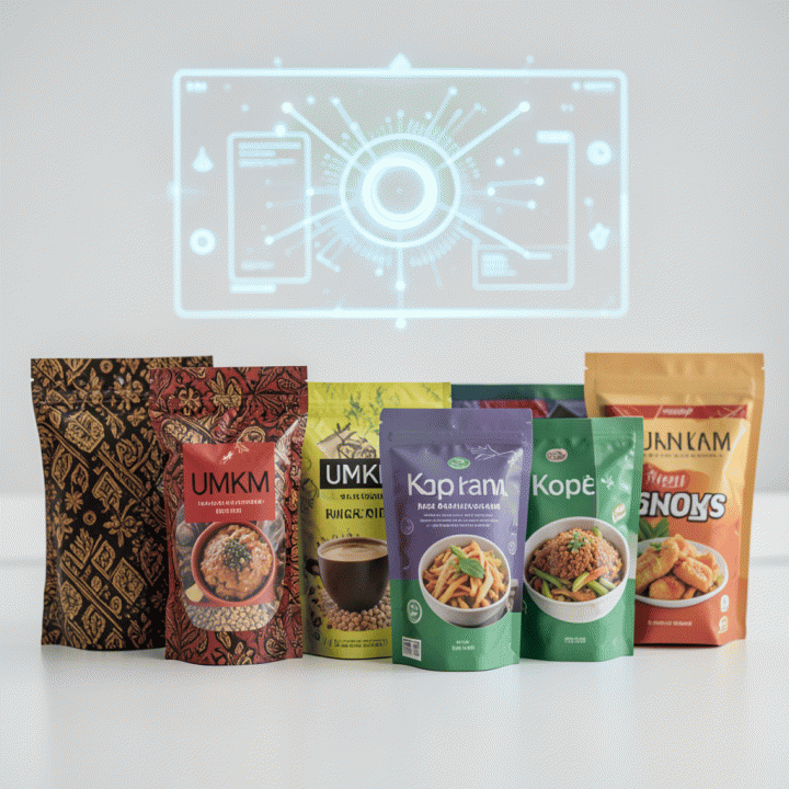 Berbagai produk UMKM Indonesia dipamerkan dengan visualisasi AI yang sempurna untuk dijadikan konten iklan.