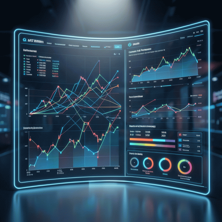 Dashboard visualization of AI-driven competitor analysis for digital advertising strategy.
