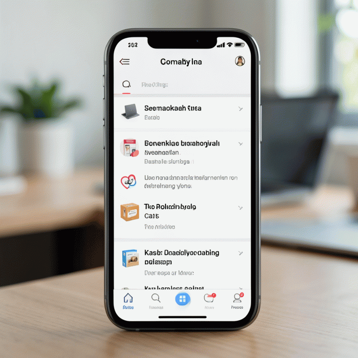 Tampilan close-up smartphone yang menunjukkan antarmuka AI copywriting yang mudah digunakan untuk membuat deskripsi produk Shopee yang menarik.