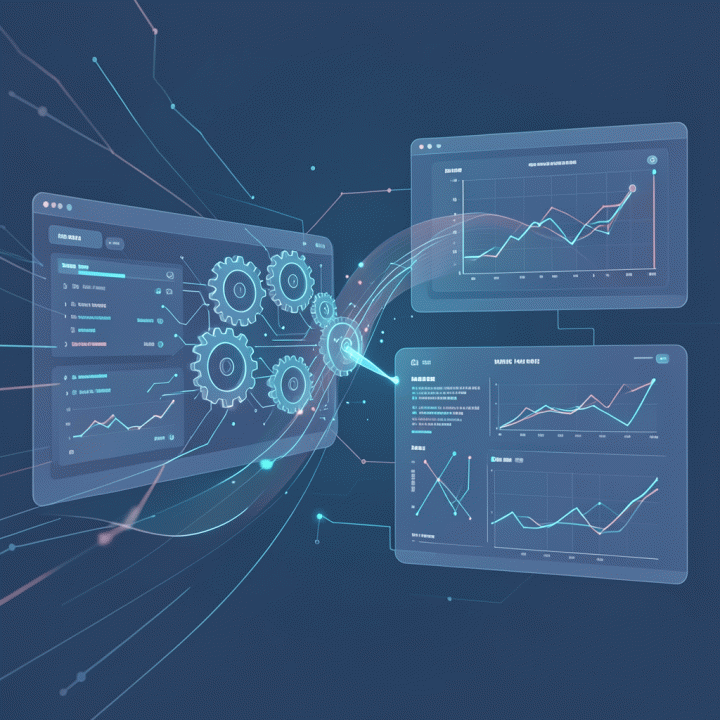Visualisasi konseptual AI yang mengubah kumpulan data mentah yang masif menjadi insight visual dan strategi pemasaran yang terstruktur.