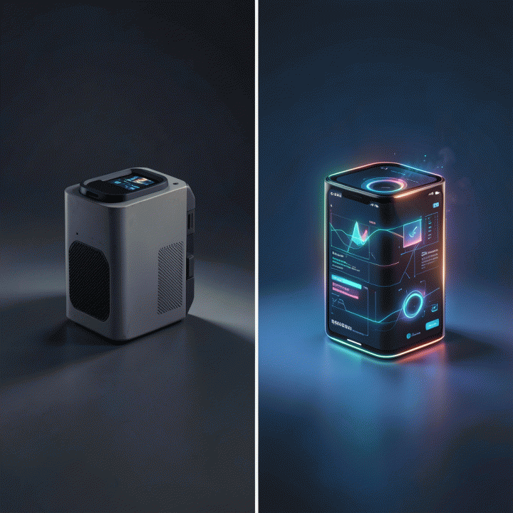 Before and after comparison of a product photo transformed by AI Image Generator for marketing purposes.