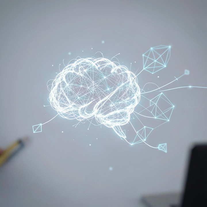 Mind mapping process showing raw business idea being refined by AI for digital product creation.