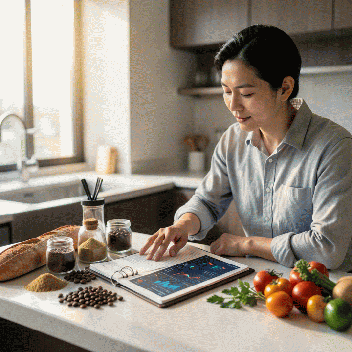 Pemilik bisnis F&B menganalisis biaya operasional dan bahan baku di dapur modern untuk memaksimalkan keuntungan.
