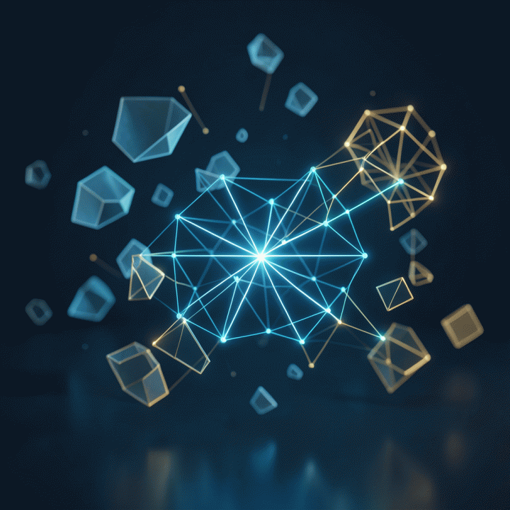Visualisasi abstrak dari proses mengubah ide mentah yang kacau menjadi rencana bisnis digital yang terstruktur menggunakan AI.