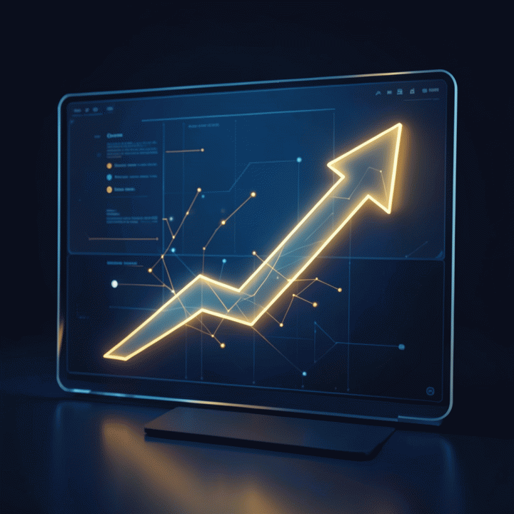 Abstract visualization of data optimization leading to business growth in e-commerce.