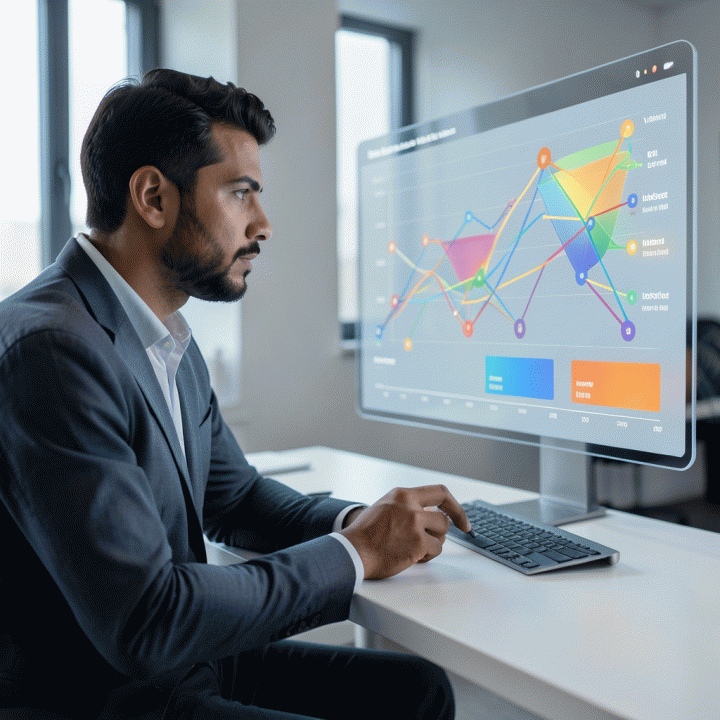 Visualisasi data analitis di dashboard digital yang menunjukkan pelacakan dan peningkatan konversi lamaran kerja dari berbagai platform.