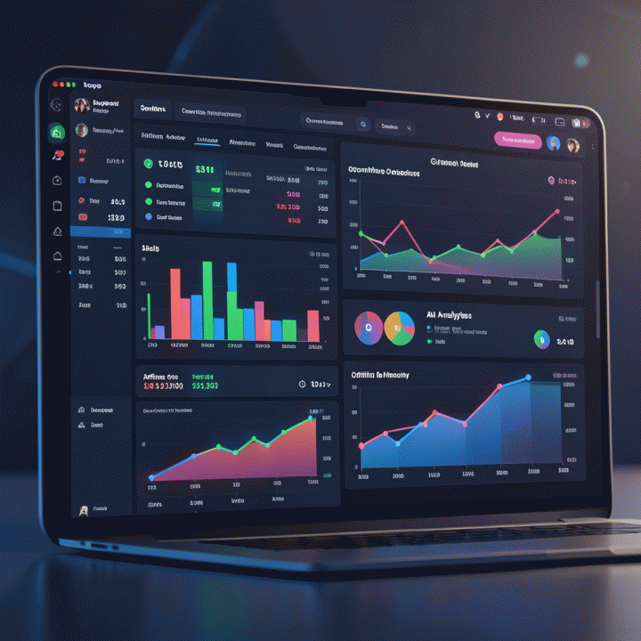 Dynamic dashboard interface visualizing Shopee affiliate sales data and AI marketing analytics for business optimization.