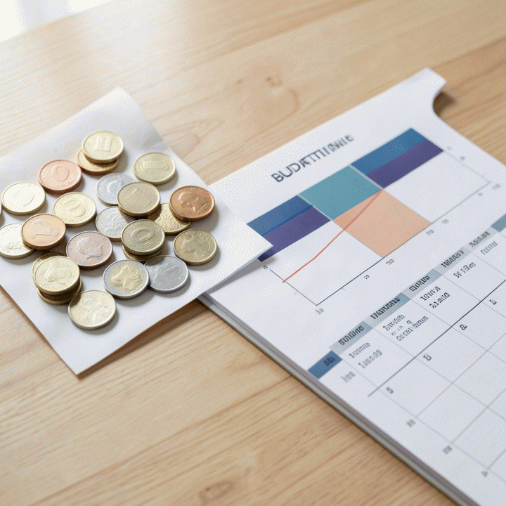 Perbandingan visual berbagai metode penganggaran (budgeting) yang tertata rapi di atas permukaan kayu, menunjukkan opsi perencanaan keuangan yang berbeda.