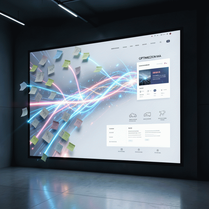 Representasi visual transformasi ide mentah menjadi desain landing page yang profesional dan terstruktur, melambangkan efisiensi alur kerja.