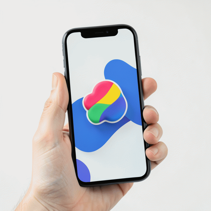 Proses menempatkan stiker digital pada konten visual di layar ponsel.
