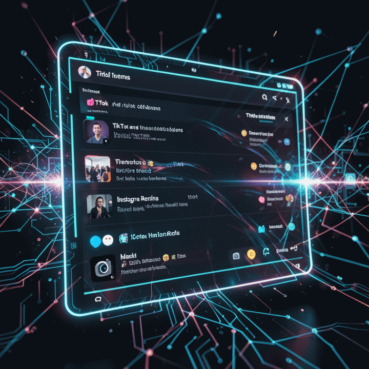 Cinematic digital interface showing AI-generated viral hooks for social media content creation.