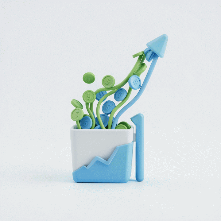 Abstract graphic representing organized money flow and financial stability.