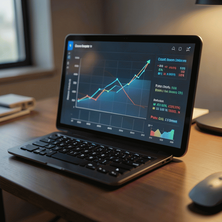 Interface of a smart calculator displaying financial data and profit analysis for business owners.