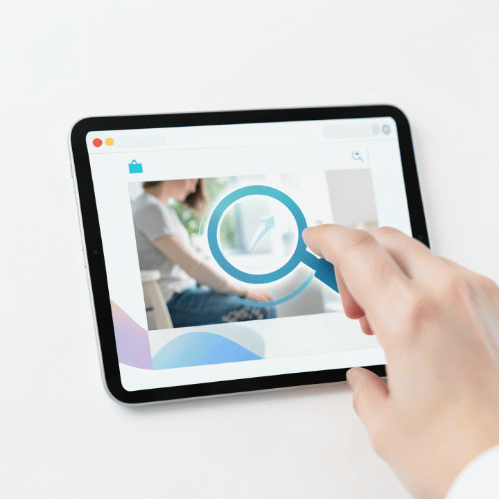 Conceptual image showing the simple and intuitive process of using an AI tool to enhance product images.