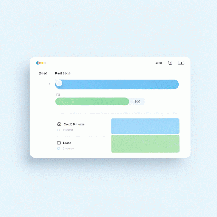 Digital dashboard interface showing debt payoff progress visualization.