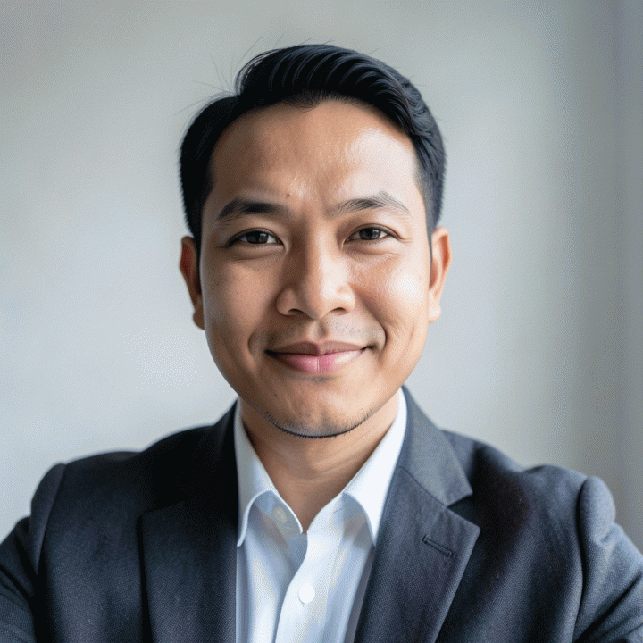 Contoh foto selfie kasual sebelum diubah menjadi foto profesional.