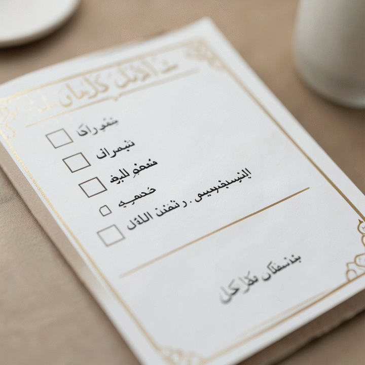 Checklist harian ibadah Islam yang bersih dan estetik dengan aksen kaligrafi dan nuansa bumi.