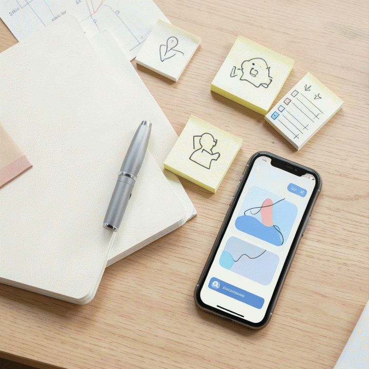 Perlengkapan kerja yang tertata rapi untuk perencanaan dan checklist optimasi bisnis.