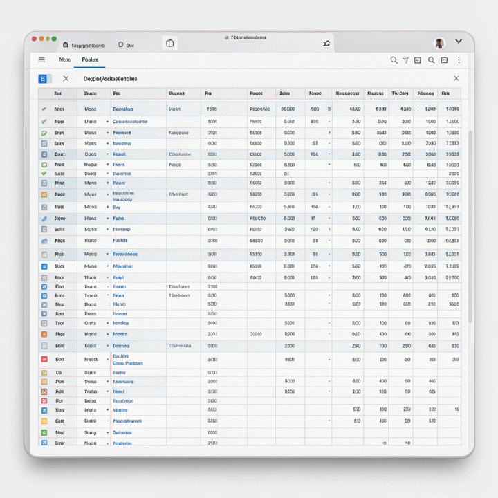 Tampilan antarmuka spreadsheet digital untuk manajemen itinerary dan anggaran perjalanan multi-peserta.