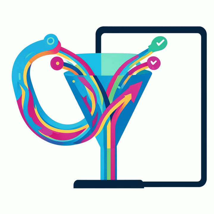 Abstract visualization of data flowing into marketing strategy insights.