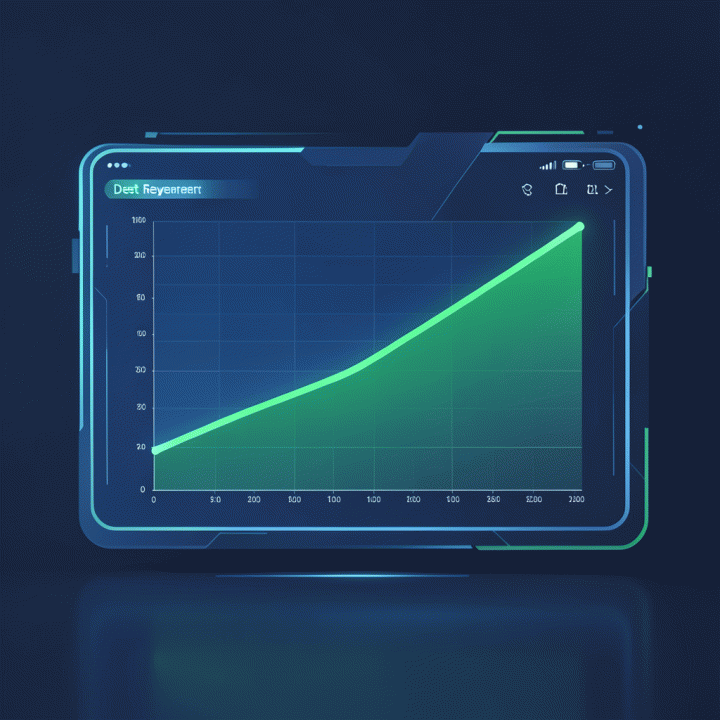Abstract visualization of a debt repayment dashboard showing successful reduction.