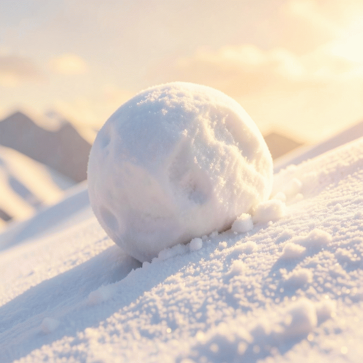 Conceptual illustration of a snowball representing debt compounding.