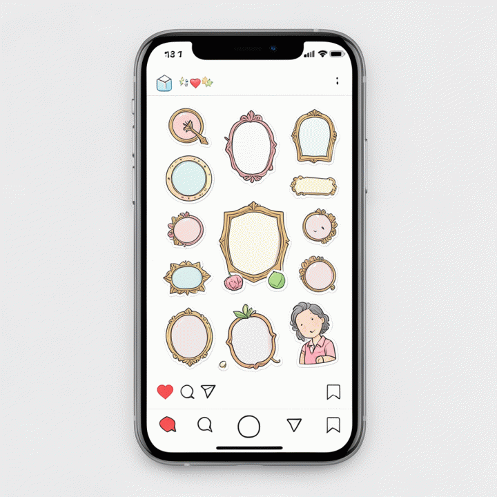 Contoh dekorasi Instagram Story menggunakan stiker digital premium.