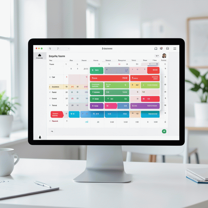 Tampilan digitalisasi kalender pemesanan yang terorganisir, memudahkan penjadwalan sewa tanpa konflik.