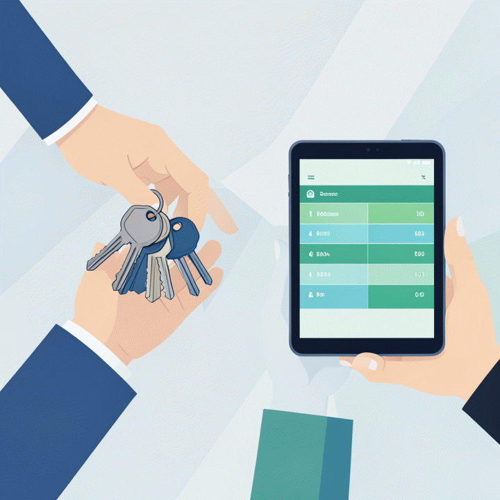 Perbandingan visual antara manajemen inventaris manual (kunci fisik) dan manajemen digital yang efisien menggunakan tablet.