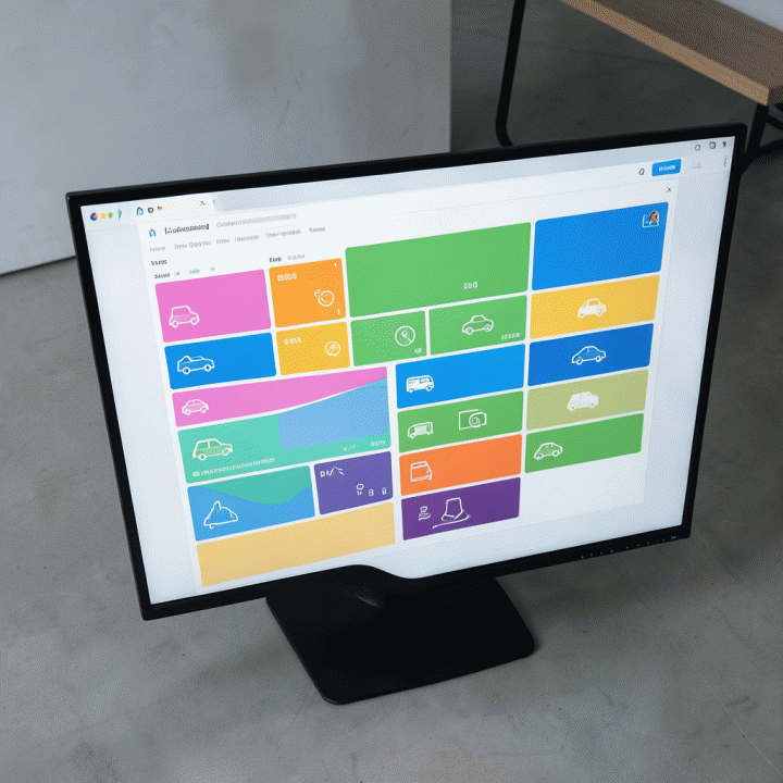 Tampilan visualisasi jadwal pemesanan yang terorganisir di dashboard digital, menunjukkan ketersediaan aset secara real-time.