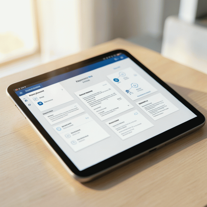 Antarmuka digital modern untuk manajemen kontrak sewa properti, menunjukkan efisiensi dan organisasi bisnis.