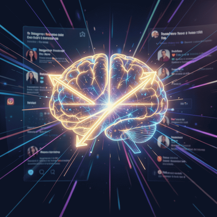 Futuristic AI generating a viral content hook formula for social media engagement.