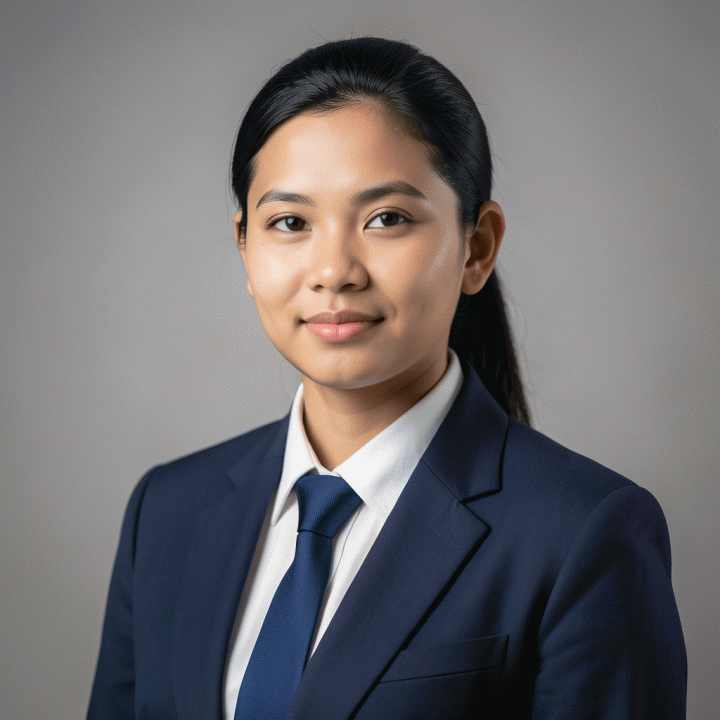 Contoh foto profil CV atau LinkedIn yang dihasilkan AI: menunjukkan potret profesional yang berkualitas tinggi.