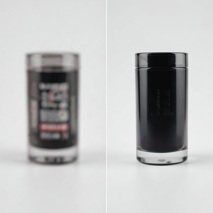 Comparison of low-quality blurry photo and high-quality AI upscaled photo demonstrating image enhancement.