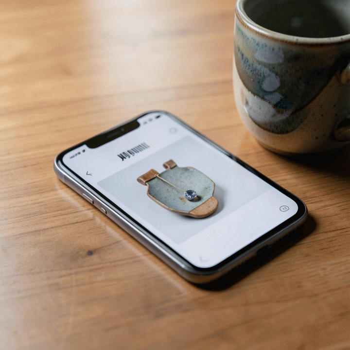 Smartphone displaying a high-quality product photo, demonstrating the concept of mobile photography for e-commerce.