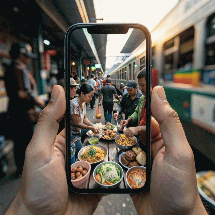 Visualisasi format Point of View (POV) yang imersif, dilihat melalui layar ponsel, menampilkan momen sehari-hari yang sangat relatable di Indonesia.