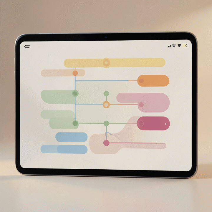Modern digital interface showing an organized and structured family lineage visualization.
