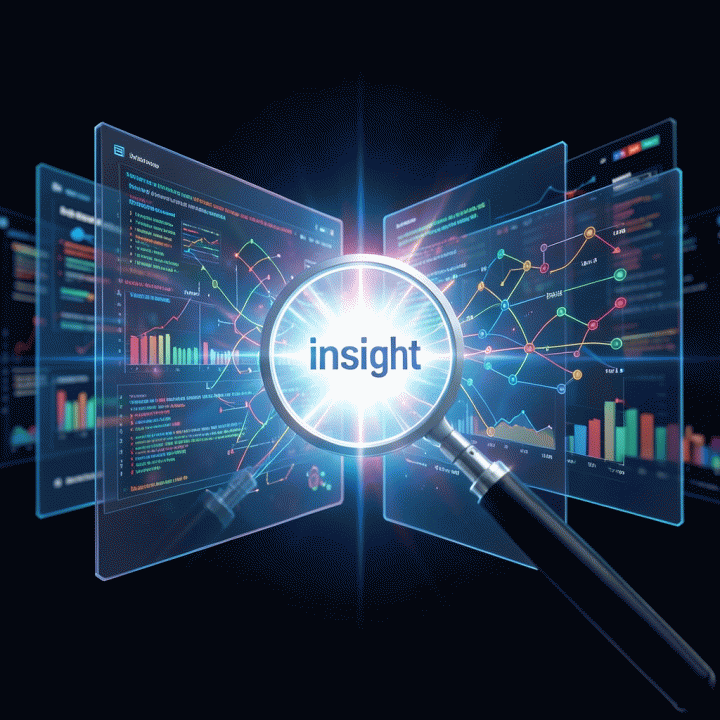 Visualisasi abstrak data yang kompleks diolah menjadi satu insight strategis yang jelas.