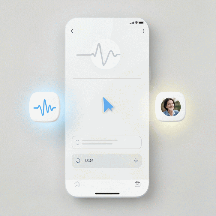 Tampilan antarmuka jurnal AI yang minimalis menunjukkan berbagai mode input (suara, teks, gambar) yang mudah digunakan, fokus pada proses penangkapan ide.