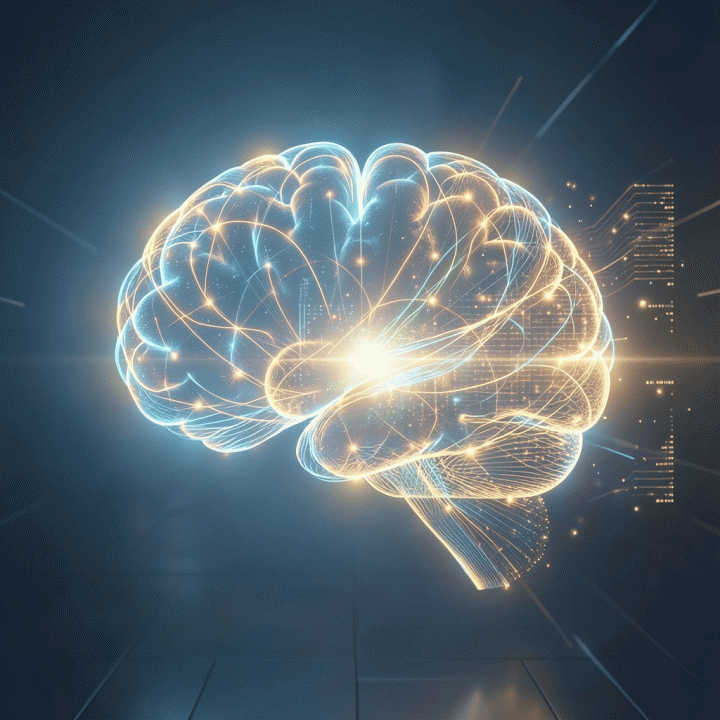 Visualisasi abstrak bagaimana pikiran yang berantakan diolah menjadi catatan reflektif yang terstruktur oleh AI.