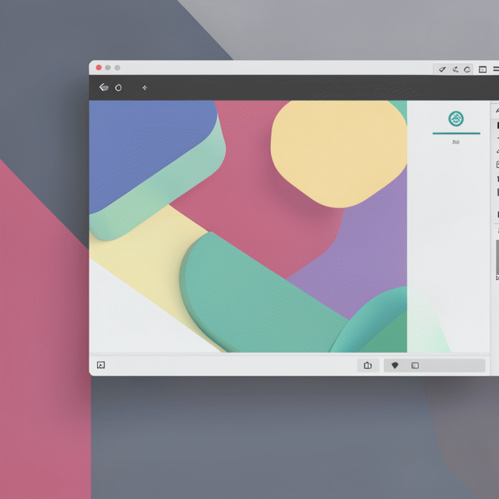 Tampilan antarmuka desain grafis minimalis dengan palet warna artistik.