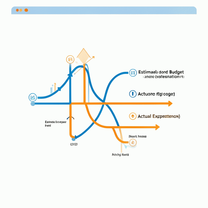 Abstract financial chart visualizing the difference between estimated and actual costs in a home renovation project.