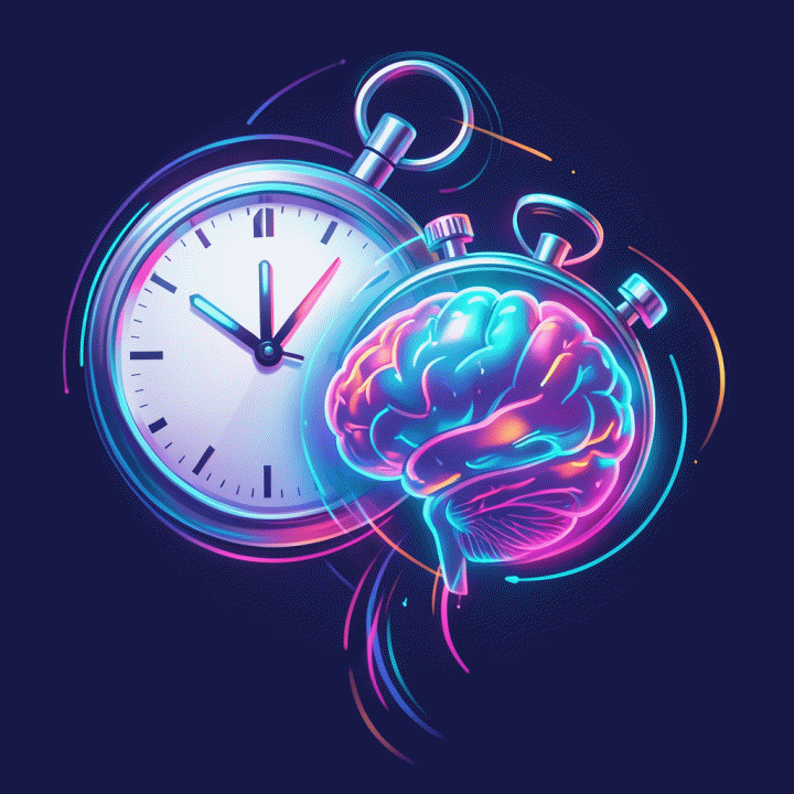 Abstract visualization of time-saving and optimized workflow using AI.