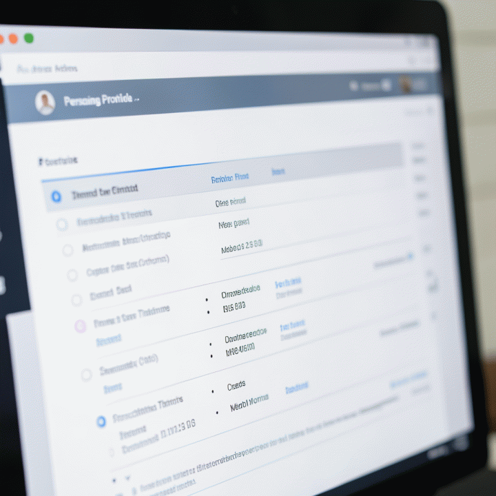 Detailed close-up of a digital screen showing a structured persona profile template for brand building.
